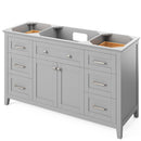 Jeffrey Alexander 60" Gray Chatham with Steel Gray Cultured Marble Vanity Top Rectangle Bowl