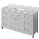 Jeffrey Alexander 60" Gray Chatham with Carrara Marble Vanity Top Rectangle Bowl