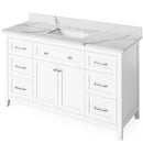 Jeffrey Alexander 60" White Chatham with Calacatta Vienna Quartz Vanity Top Rectangle Bowl