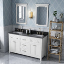 Jeffrey Alexander 60" White Chatham Double Bowl with Black Granite Vanity Top