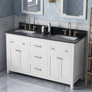 Jeffrey Alexander 60" White Chatham Double Bowl with Black Granite Vanity Top