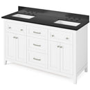 Jeffrey Alexander 60" White Chatham Double Bowl with Black Granite Vanity Top