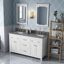 Jeffrey Alexander 60" White Chatham Double Bowl with Boulder Cultured Marble Vanity Top Two