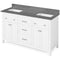 Jeffrey Alexander 60" White Chatham Double Bowl with Boulder Cultured Marble Vanity Top Two