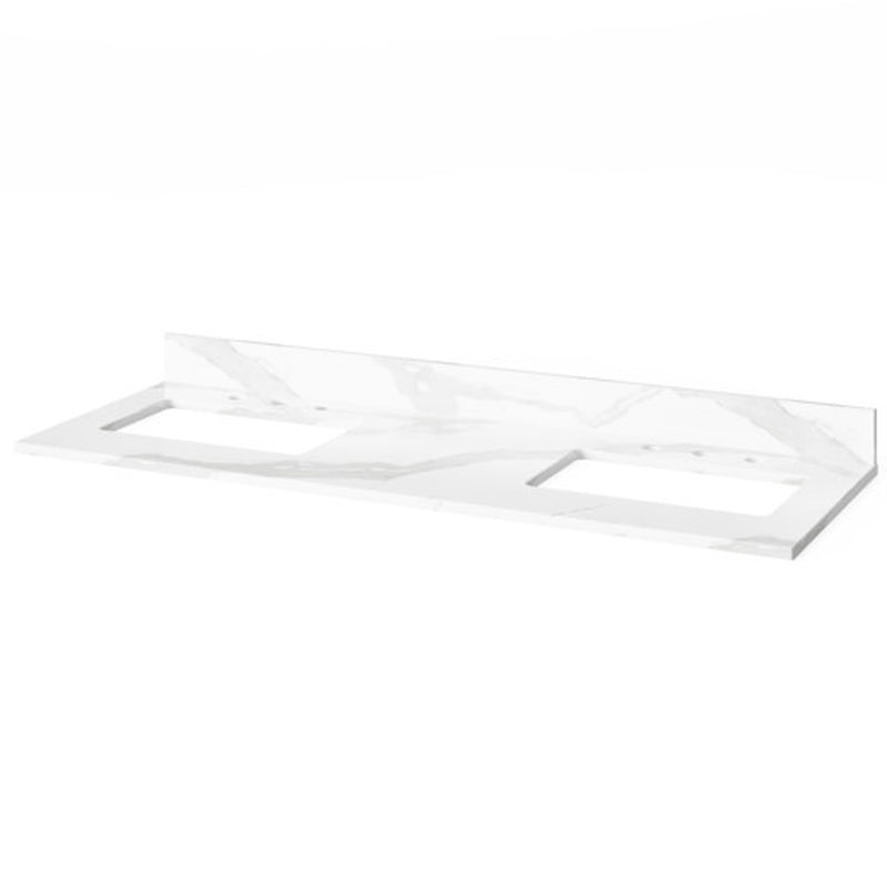 Jeffrey Alexander 60" White Chatham Double Bowl with Calacatta Vienna Quartz Vanity Top Two