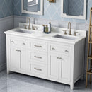 Jeffrey Alexander 60" White Chatham Double Bowl with Calacatta Vienna Quartz Vanity Top Two