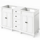 Jeffrey Alexander 60" White Douglas Vanity Double Bowl White Carrara Marble Vanity Top Two Undermount Rectangle Bowls VKITDOU60WHWCR