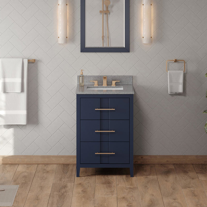 Jeffrey Alexander 24" Hale Blue Katara with Steel Grey Cultured Marble Vanity Top