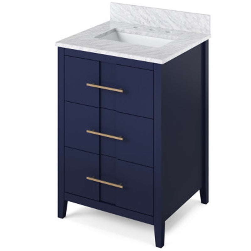 Jeffrey Alexander 24" Hale Blue Katara with White Carrara Marble Vanity Top