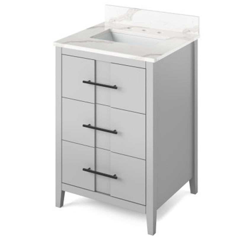 Jeffrey Alexander 24" Grey Katara with Calacatta Vienna Quartz Vanity Top