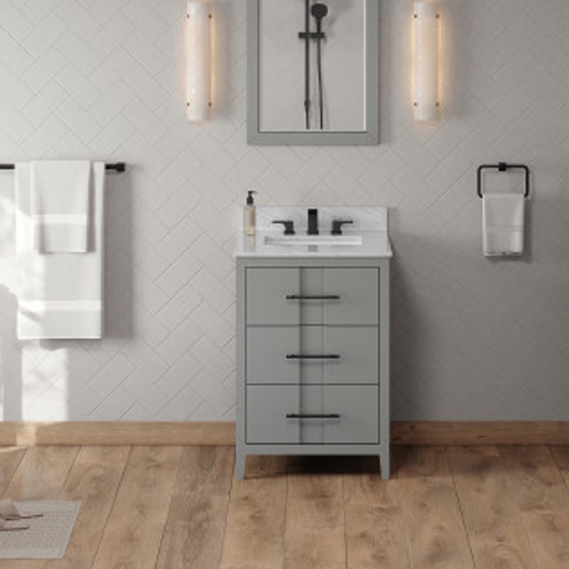 Jeffrey Alexander 24" Grey Katara with White Carrara Marble Vanity Top