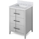 Jeffrey Alexander 24" Grey Katara with White Carrara Marble Vanity Top