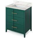 Jeffrey Alexander 30" Forest Green Katara with Calacatta Vienna Quartz Vanity Top