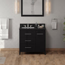 Jeffrey Alexander 36" Black Katara left offset with Black Granite Vanity Top Rectangle Bowl