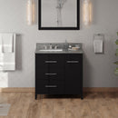 Jeffrey Alexander 36" Black Katara left offset with Boulder Cultured Marble Vanity Top