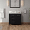 Jeffrey Alexander 36" Black Katara left offset with Calacatta Vienna Quartz Vanity Top