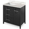 Jeffrey Alexander 36" Black Katara left offset with Calacatta Vienna Quartz Vanity Top