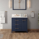 Jeffrey Alexander 36" Hale Blue Katara left offset with Calacatta Vienna Quartz Vanity Top