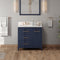 Jeffrey Alexander 36" Hale Blue Katara left offset with Calacatta Vienna Quartz Vanity Top