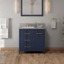 Jeffrey Alexander 36" Hale Blue Katara left offset with Steel Grey Cultured Marble Vanity Top