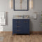 Jeffrey Alexander 36" Hale Blue Katara left offset with Steel Grey Cultured Marble Vanity Top