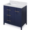 Jeffrey Alexander 36" Hale Blue Katara left offset with White Carrara Marble Vanity Top