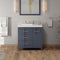 Jeffrey Alexander 36" Blue Steel Katara left offset with Lavante Cultured Marble Vessel Vanity Top