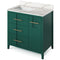 Jeffrey Alexander 36" Forest Green Katara left offset with Calacatta Vienna Quartz Vanity Top