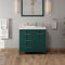 Jeffrey Alexander 36" Forest Green Katara left offset with Lavante Cultured Marble Vessel Vanity Top