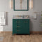 Jeffrey Alexander 36" Forest Green Katara left offset with Steel Grey Cultured Marble Vanity Top