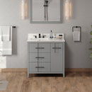 Jeffrey Alexander 36" Grey Katara left offset with Calacatta Vienna Quartz Vanity Top