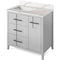 Jeffrey Alexander 36" Grey Katara left offset with Calacatta Vienna Quartz Vanity Top