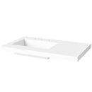 Jeffrey Alexander 36" Grey Katara left offset with Lavante Cultured Marble Vessel Vanity Top