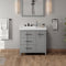 Jeffrey Alexander 36" Grey Katara left offset with Lavante Cultured Marble Vessel Vanity Top