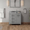 Jeffrey Alexander 36" Grey Katara left offset with Steel Grey Cultured Marble Vanity Top