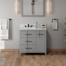 Jeffrey Alexander 36" Grey Katara left offset with White Carrara Marble Vanity Top