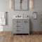 Jeffrey Alexander 36" Grey Katara left offset with White Carrara Marble Vanity Top