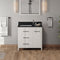 Jeffrey Alexander 36" White Katara left offset with Black Granite Vanity Top