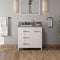 Jeffrey Alexander 36" White Katara left offset with Boulder Cultured Marble Vanity Top