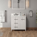 Jeffrey Alexander 36" White Katara left offset with Calacatta Vienna Quartz Vanity Top