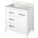 Jeffrey Alexander 36" White Katara left offset with Calacatta Vienna Quartz Vanity Top