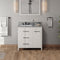 Jeffrey Alexander 36" White Katara left offset with Steel Grey Cultured Marble Vanity Top