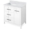 Jeffrey Alexander 36" White Katara left offset with White Carrara Marble Vanity Top