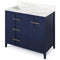 Jeffrey Alexander 42" Hale Blue Katara left offset with Calacatta Vienna Quartz Vanity Top