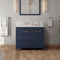 Jeffrey Alexander 42" Hale Blue Katara left offset with White Carrara Marble Vanity Top Rectangle Bowl