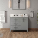 Jeffrey Alexander 42" Grey Katara left offset with Calacatta Vienna Quartz Vanity Top