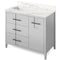 Jeffrey Alexander 42" Grey Katara left offset with Calacatta Vienna Quartz Vanity Top