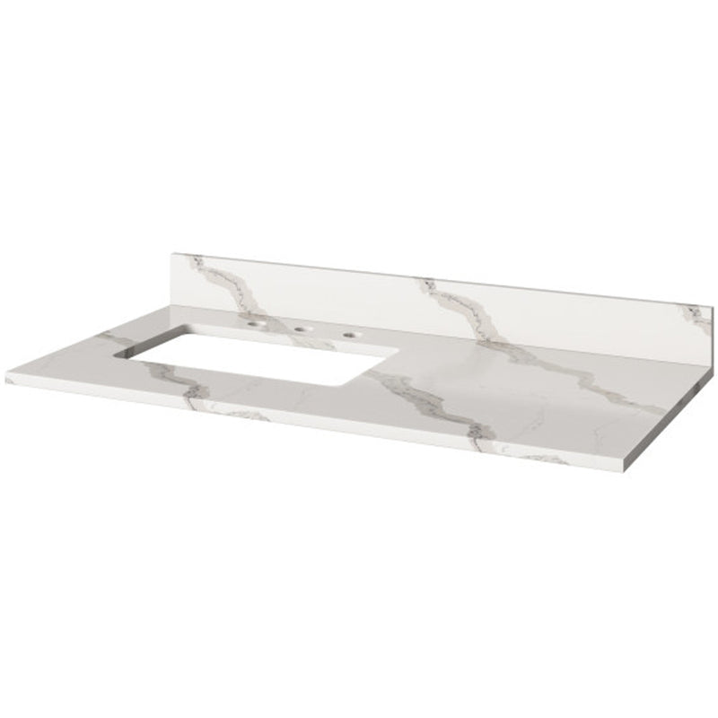 Jeffrey Alexander 42" White Katara left offset with Calacatta Vienna Quartz Vanity Top