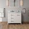 Jeffrey Alexander 42" White Katara left offset with White Carrara Marble Vanity Top