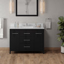 Jeffrey Alexander 48" Black Katara with White Carrara Marble Vanity Top rectangle bowl